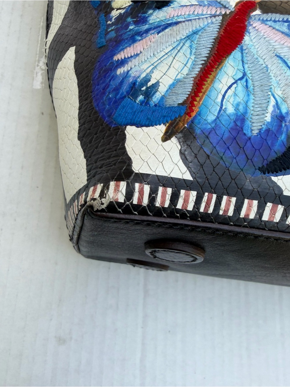 Brighton Africa Stories Zebra Butterfly Tote Bag Black White Embroidered Handbag - Picture 15 of 16